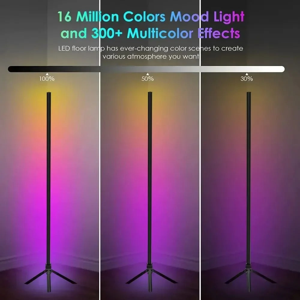 Modern RGB LED floor lamp with smart remote control for atmospheric lighting