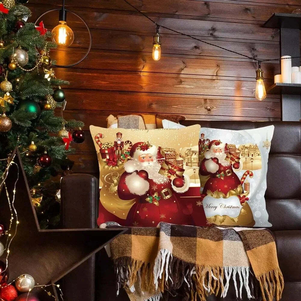 Image of Merry Christmas decorative cushion cover for festive home decor