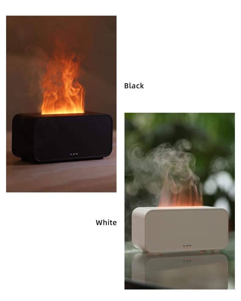 Image of Mini flame aromatherapy humidifier with LED color-changing light