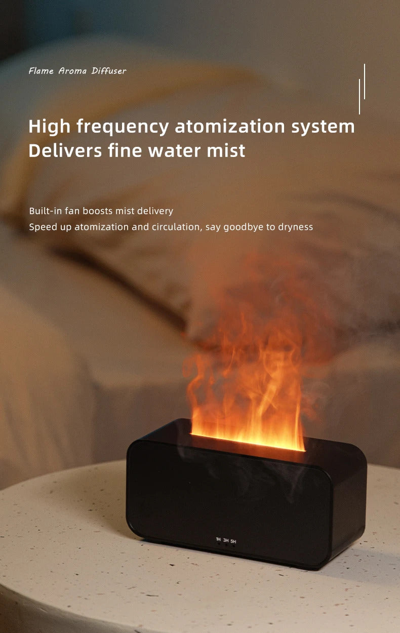 Image of Mini flame aromatherapy humidifier with LED color-changing light