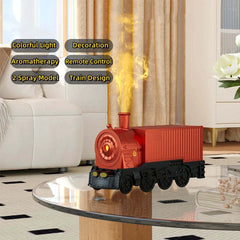 Image of Mini train shape essential oil diffuser with remote control and light functionality