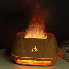 Image of Mini ultrasonic essential oil diffuser with 3D flame effect for aromatherapy and air freshening