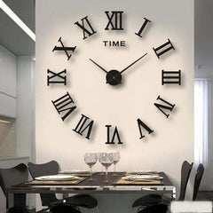 Image of Modern 3D acrylic mirror wall clock with Roman numerals