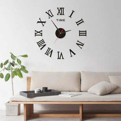 Image of Modern 3D acrylic mirror wall clock with Roman numerals