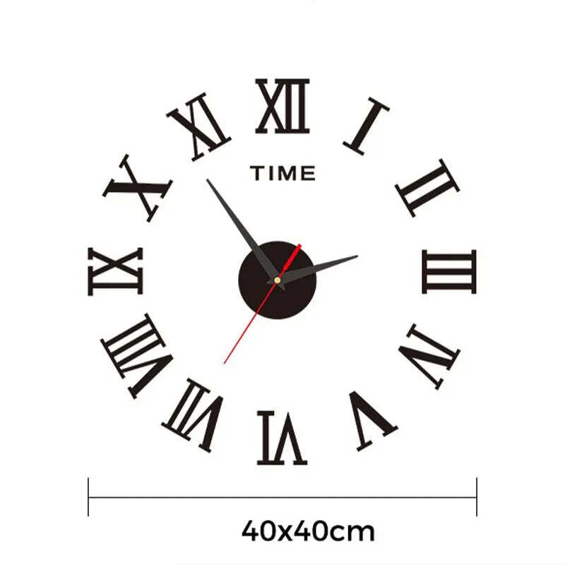 Image of Modern 3D acrylic mirror wall clock with Roman numerals