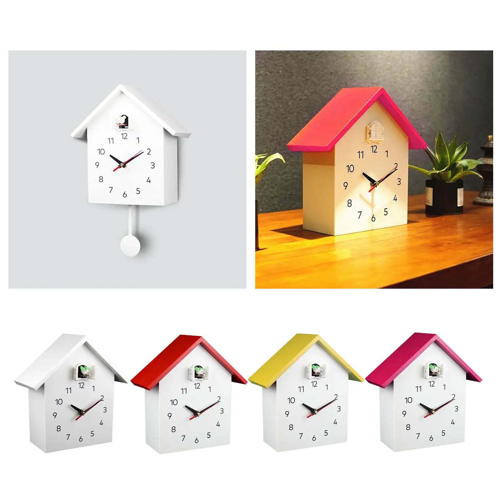 Image of Modern bird cuckoo quartz wall clock for home and office decoration