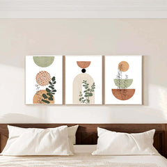 Image of Modern boho abstract shape plant poster print wall decor 3pcs