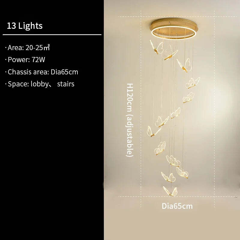 Image of Modern butterfly chandelier with acrylic lampshade for living and dining room lighting