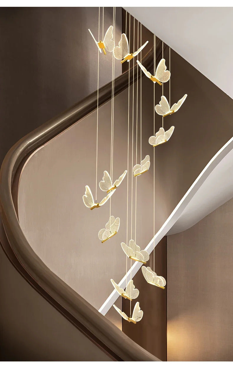 Image of Modern butterfly chandelier with acrylic lampshade for living and dining room lighting