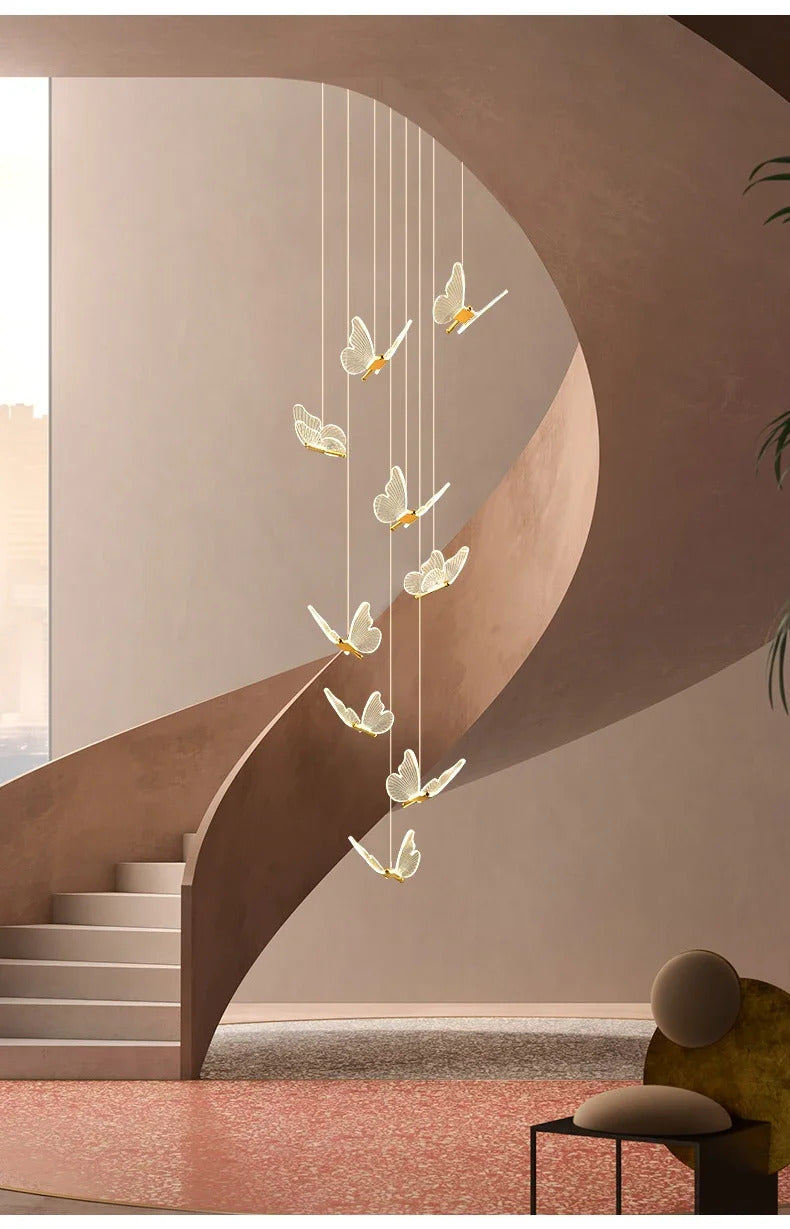 Image of Modern butterfly chandelier with acrylic lampshade for living and dining room lighting