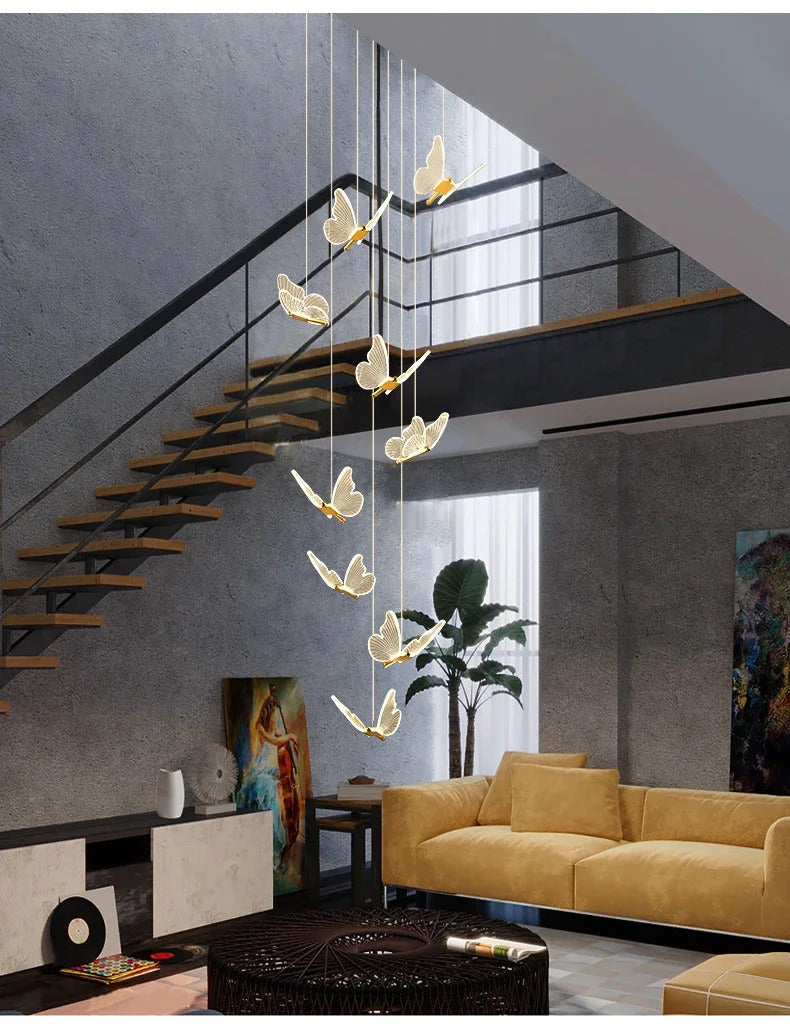 Image of Modern butterfly chandelier with acrylic lampshade for living and dining room lighting