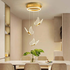 Image of Modern butterfly chandelier with acrylic lampshade for living and dining room lighting