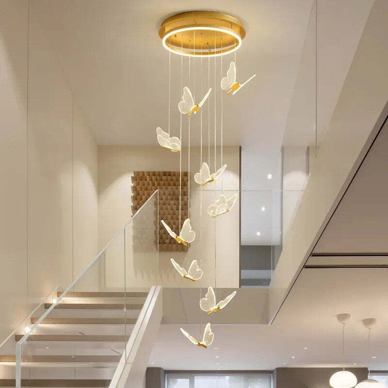 Image of Modern butterfly chandelier with acrylic lampshade for living and dining room lighting