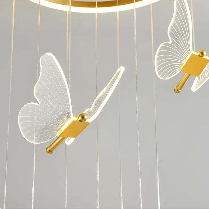 Image of Modern butterfly chandelier with acrylic lampshade for living and dining room lighting