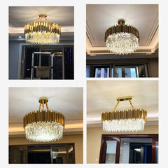 Image of Modern crystal gold chandelier lighting for living room and kitchen decor