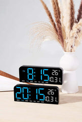 Image of Modern digital wall clock with temperature, date display, and night mode