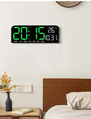 Image of Modern digital wall clock with temperature, date display, and night mode