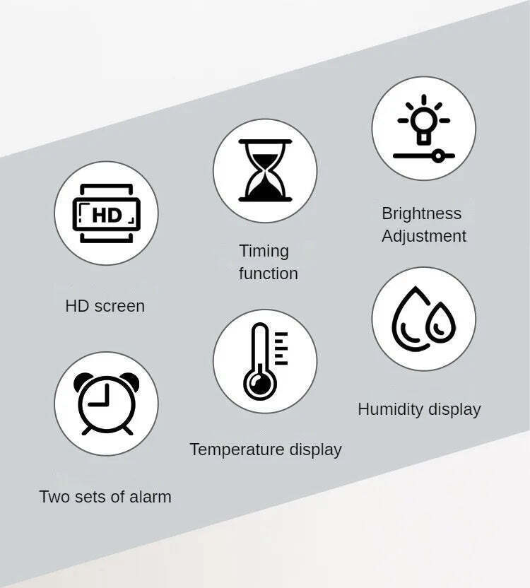 Image of Modern digital wall clock with temperature, date display, and night mode