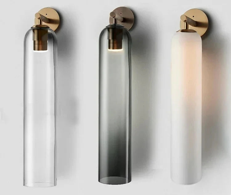 Image of Modern glass wall light sconces for hotel, restaurant, and corridor décor