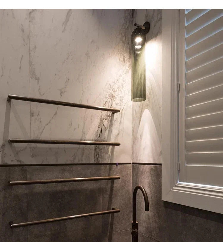 Image of Modern glass wall light sconces for hotel, restaurant, and corridor décor