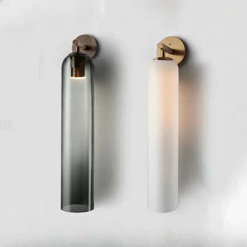 Image of Modern glass wall light sconces for hotel, restaurant, and corridor décor