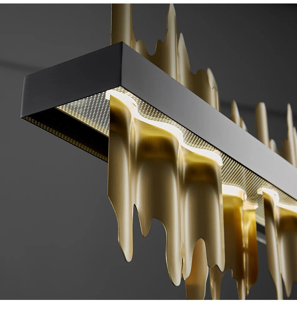 Image of Modern gold and black iceberg design LED chandelier for kitchen island and dining room