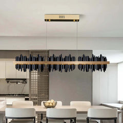 Image of Modern gold and black iceberg design LED chandelier for kitchen island and dining room