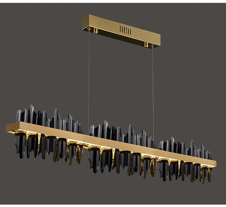 Image of Modern gold and black iceberg design LED chandelier for kitchen island and dining room