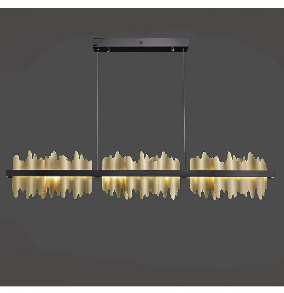 Image of Modern gold and black iceberg design LED chandelier for kitchen island and dining room