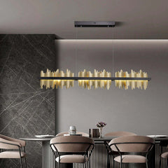 Image of Modern gold and black iceberg design LED chandelier for kitchen island and dining room