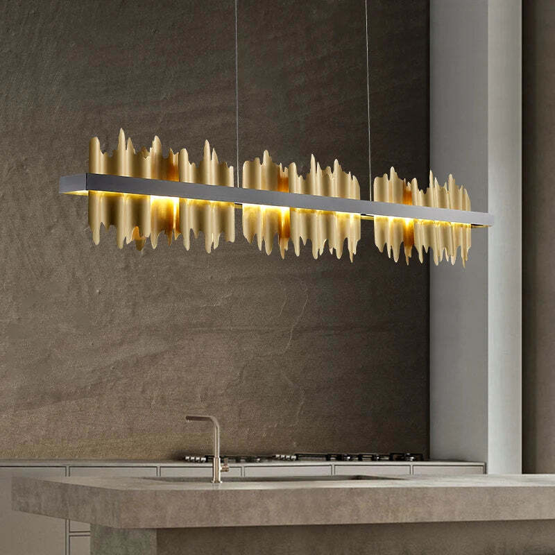 Image of Modern gold and black iceberg design LED chandelier for kitchen island and dining room