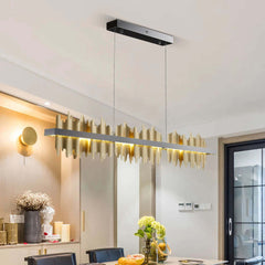 Image of Modern gold and black iceberg design LED chandelier for kitchen island and dining room