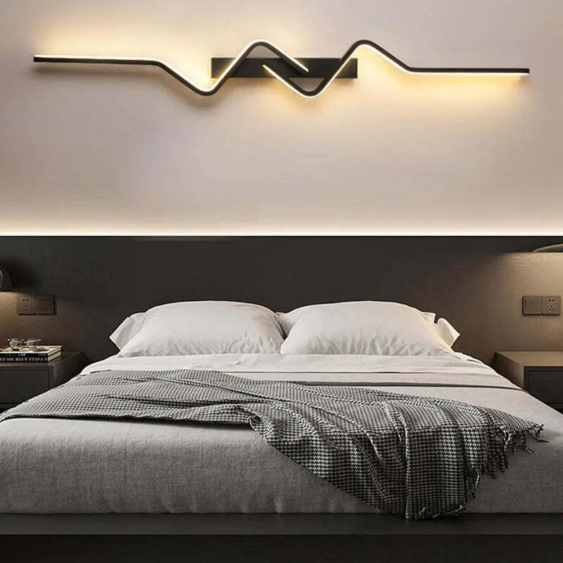 Image of Modern LED wall lamp long bar sconce for minimalist home decor in living room and bedroom