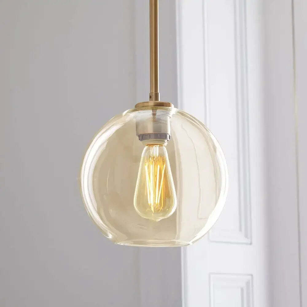 Image of Modern loft silver and gold glass ball pendant light fixture for dining and living room