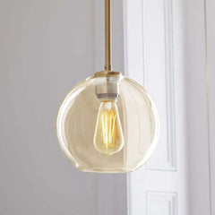 Image of Modern loft silver and gold glass ball pendant light fixture for dining and living room