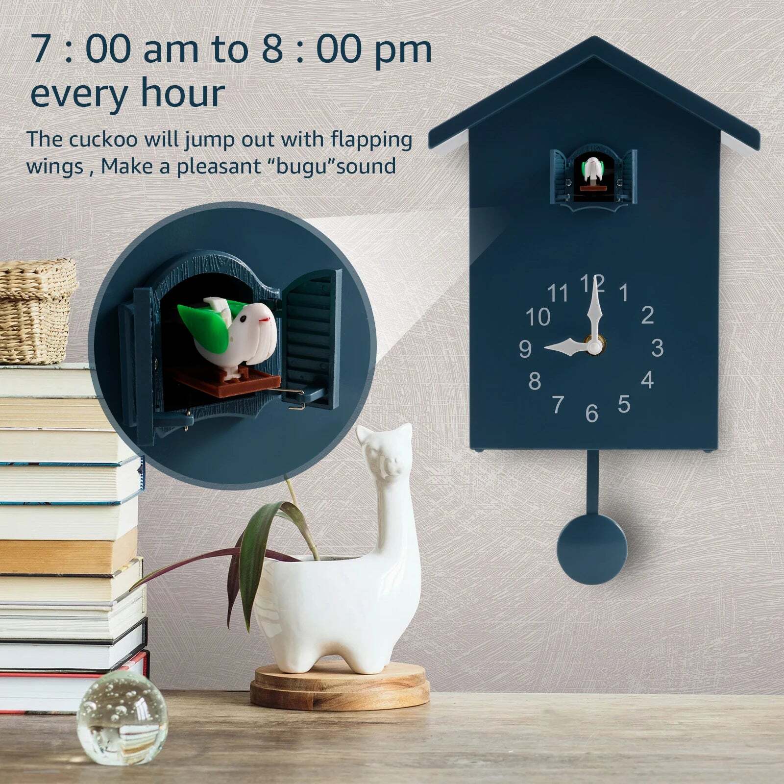 Image of Modern minimalist cuckoo wall clock with bird sound for stylish home décor