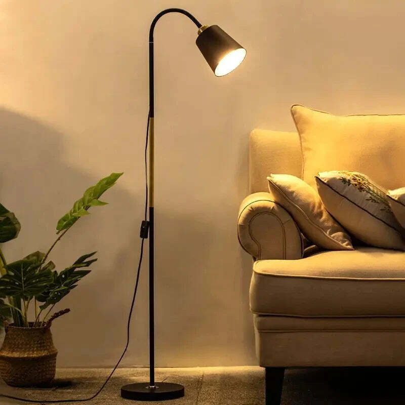 Image of Modern simple LED floor lamp with adjustable iron design for living room and office decor