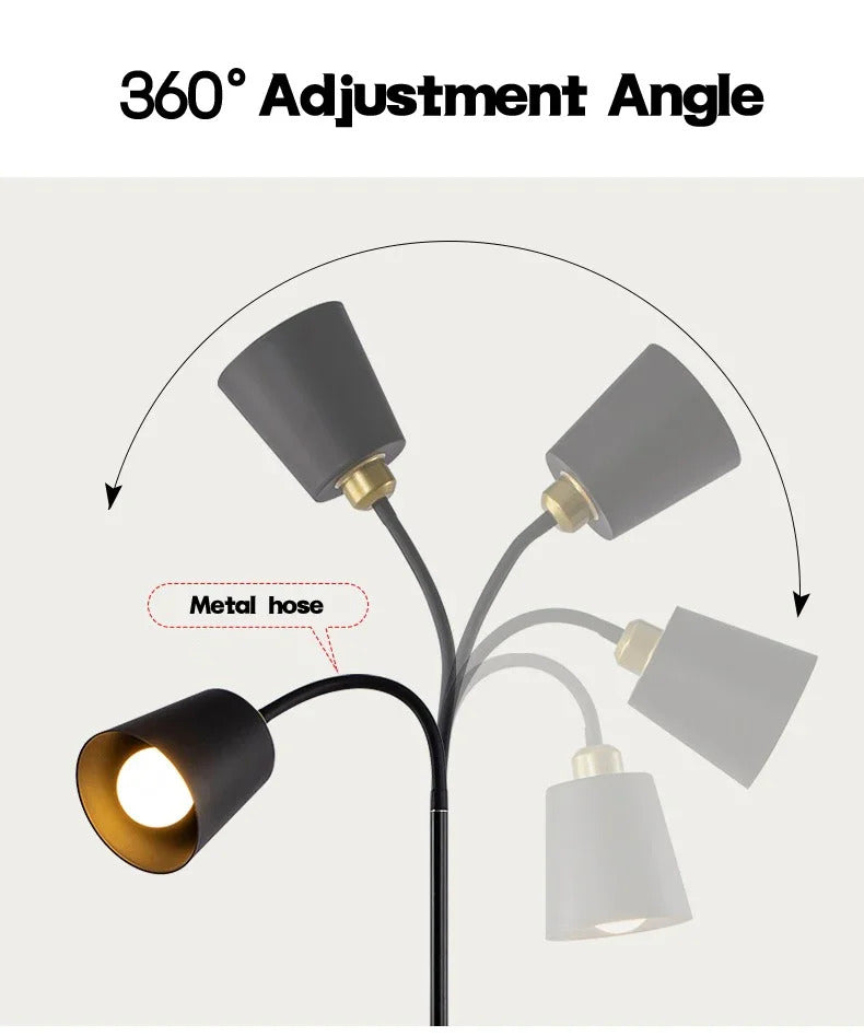 Image of Modern simple LED floor lamp with adjustable iron design for living room and office decor