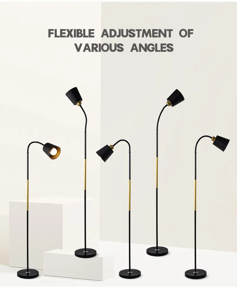 Image of Modern simple LED floor lamp with adjustable iron design for living room and office decor