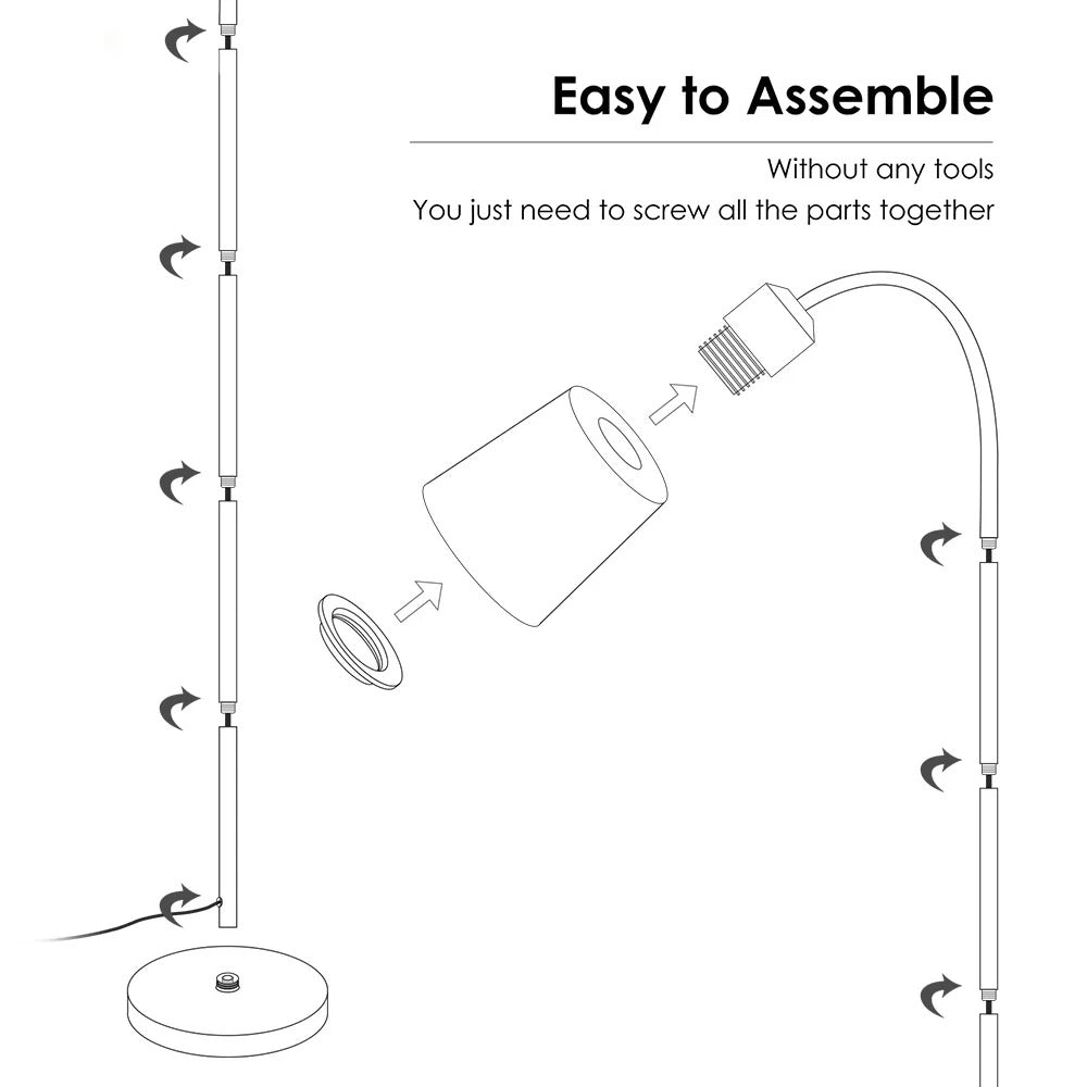 Image of Modern simple LED floor lamp with adjustable iron design for living room and office decor