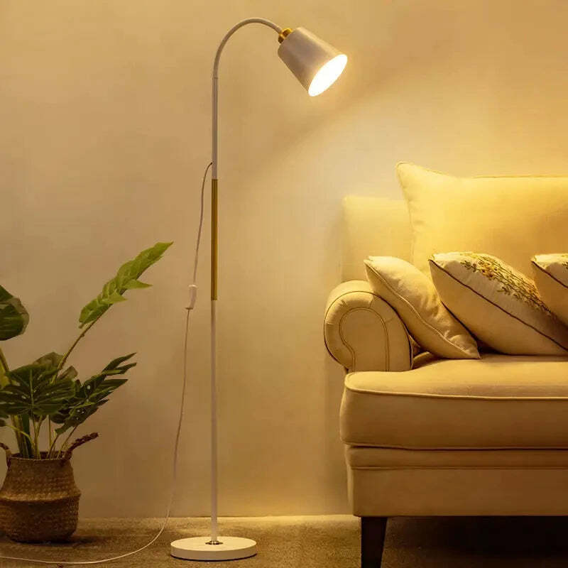 Image of Modern simple LED floor lamp with adjustable iron design for living room and office decor