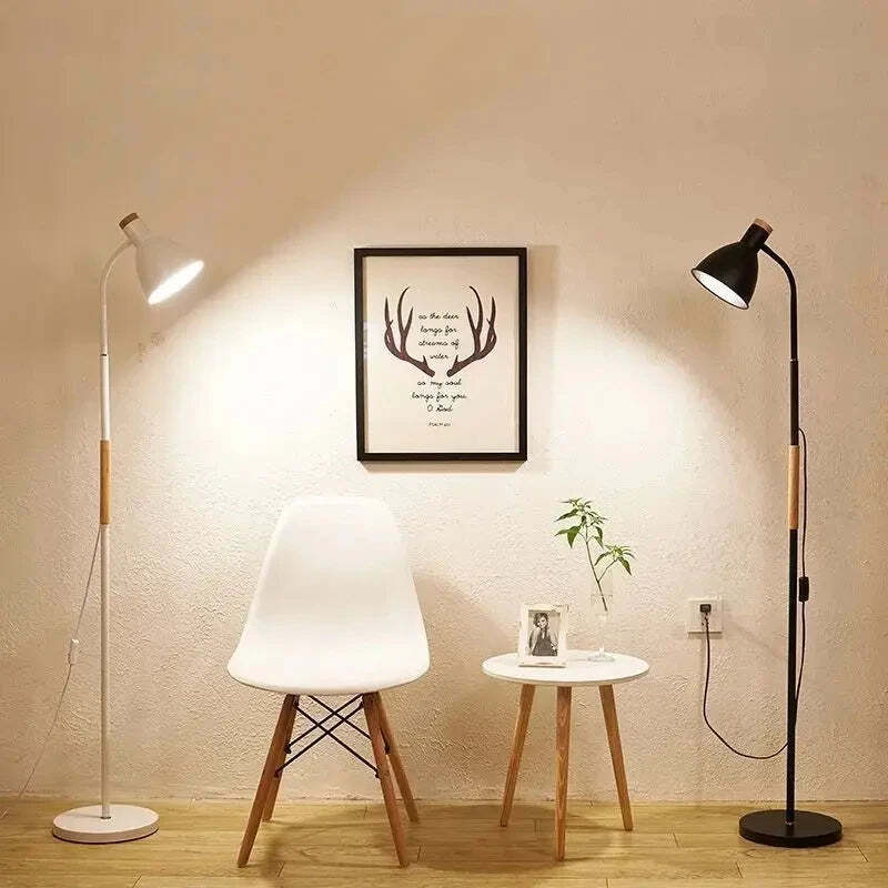 Image of Modern simple LED floor lamp with adjustable iron design for living room and office decor