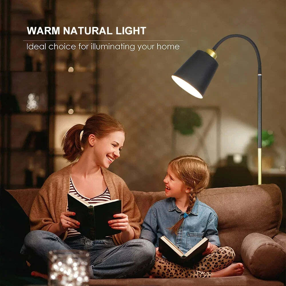 Image of Modern simple LED floor lamp with adjustable iron design for living room and office decor