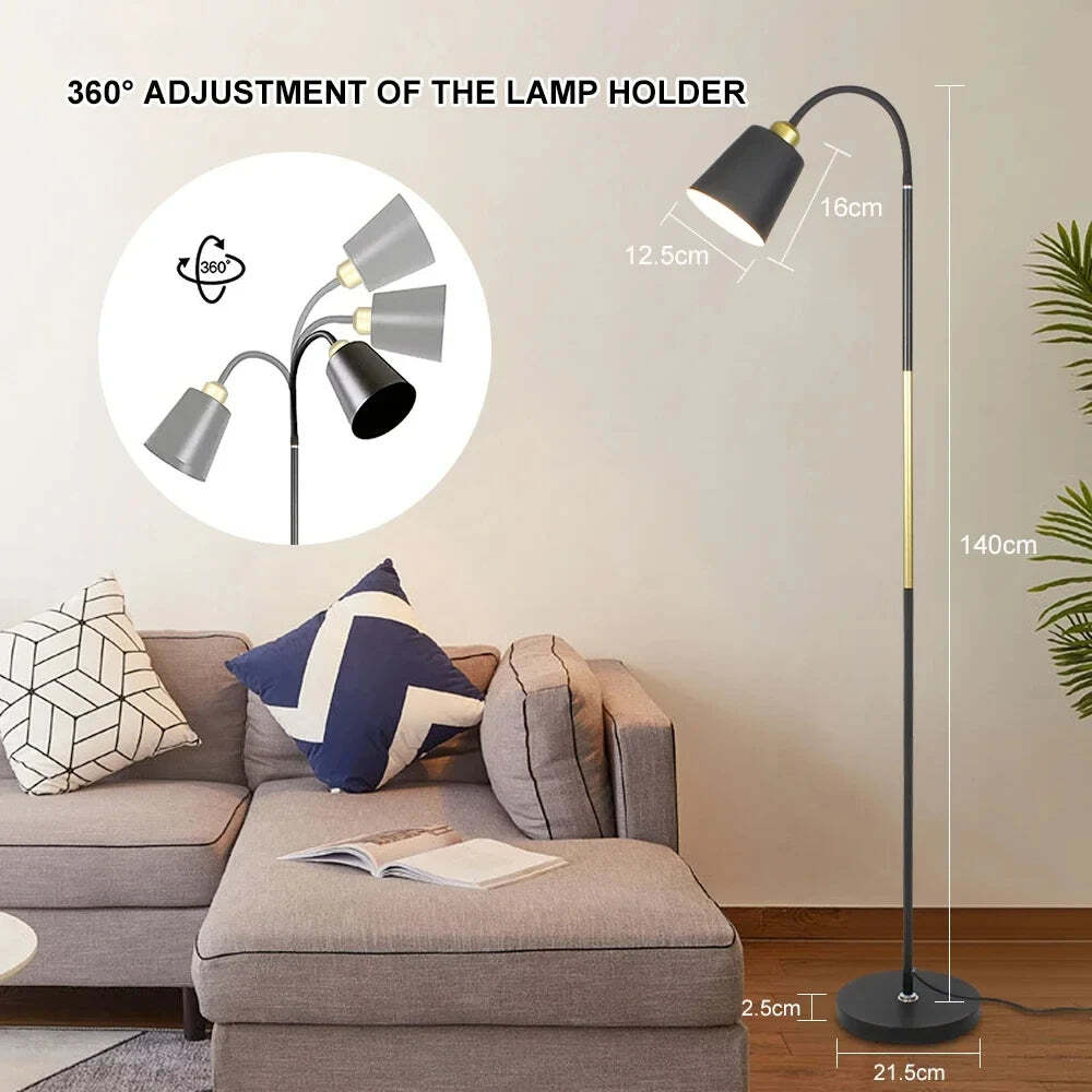 Image of Modern simple LED floor lamp with adjustable iron design for living room and office decor