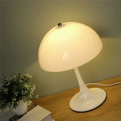 Image of Modern white mushroom table lamp for bedroom and living room decor