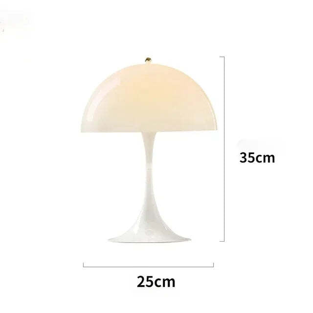 Image of Modern white mushroom table lamp for bedroom and living room decor