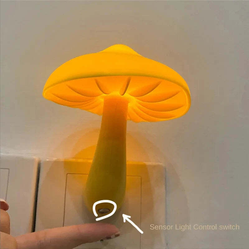 Image of Mushroom-shaped LED night light with automatic sensor for home decor