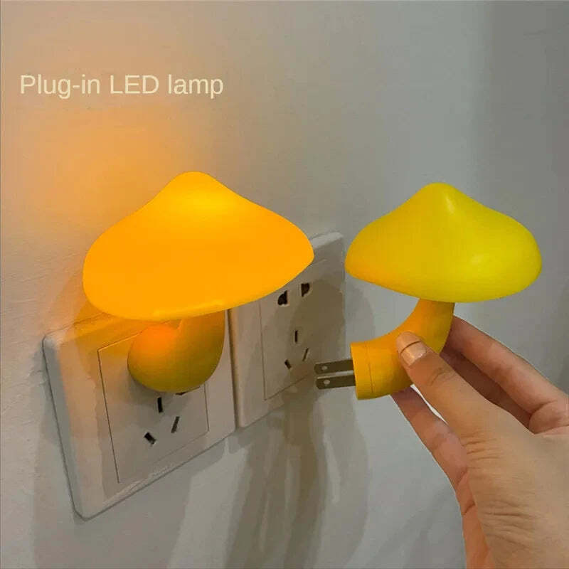 Image of Mushroom-shaped LED night light with automatic sensor for home decor