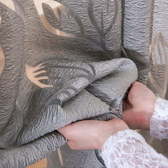 Image of Napearl jacquard leaf gray curtain for home and office decoration