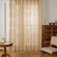 Image of Napearl jacquard leaf gray curtain for home and office decoration